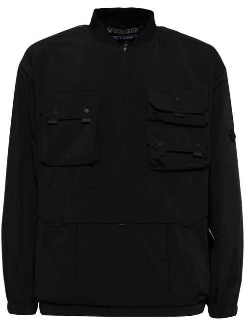 Multi pocket long-sleeves windbreaker - Black