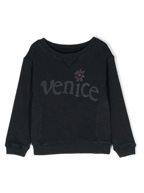 Venice-print crew-neck sweatshirt - Black