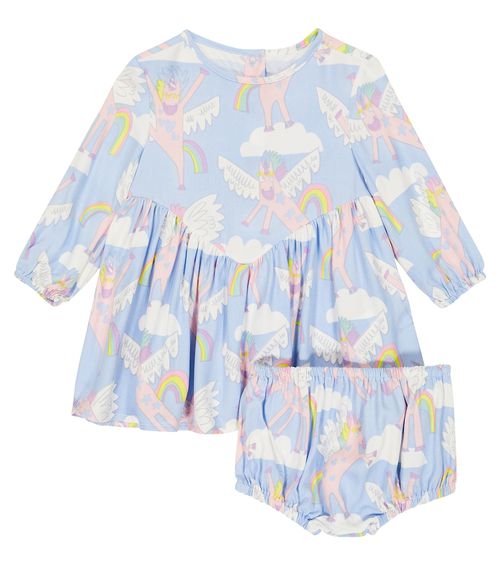 Baby printed jersey dress and bloomers