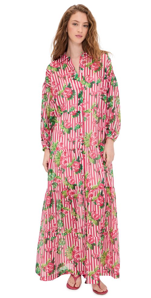 Soleil Maxi Dress Pivoines Stripe