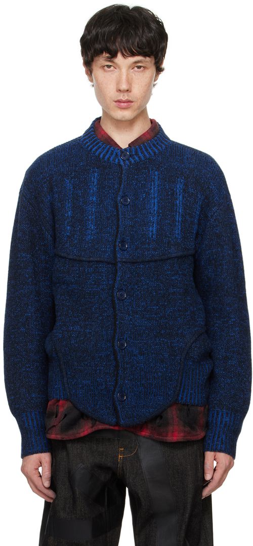 Juntae Kim Black & Blue Two-Tone Corset Cardigan