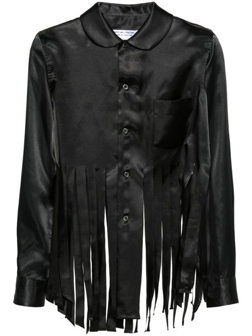 Fringe-detail satin shirt - Black