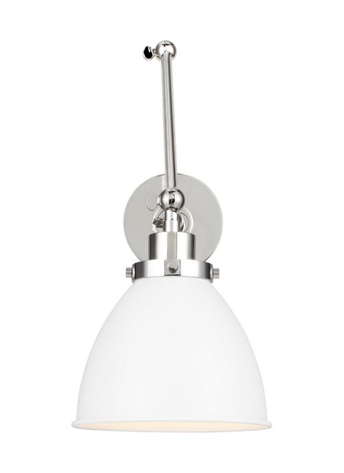 Visual Comfort Studio Wellfleet Wall Sconce in Matte White And Polished Nickel by Chapman & Myer