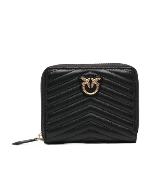 Pinko Logo Plaque Quilted Zipped Wallet