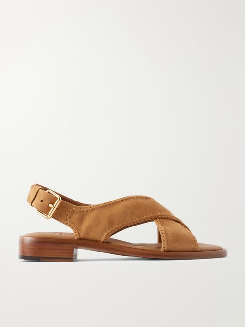 Sondra Suede Flat Sandals - Tan