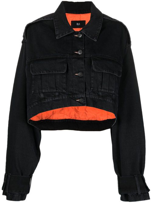 Cropped denim jacket - Black