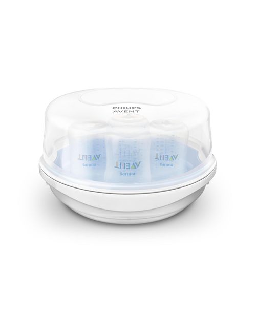 Microwave Steam Sterilizer for Baby Bottles, Pacifiers, Cups and More - White