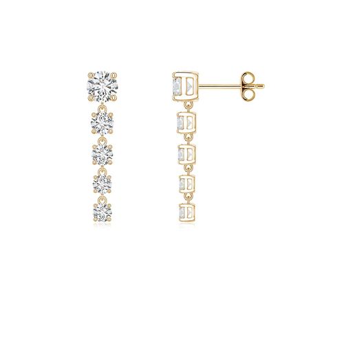 Angara 1.12 CTW Graduated Round Diamond Five-Stone Dangle Earrings in 18K Yellow Gold