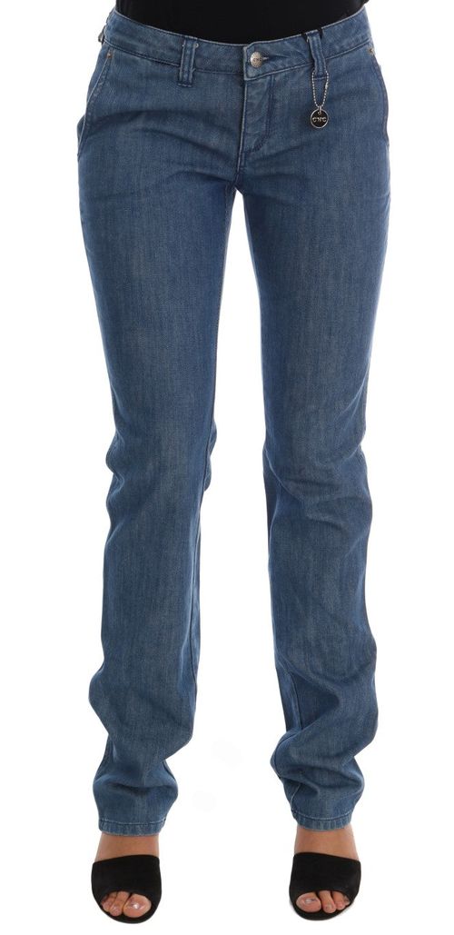 Blue Wash Cotton Slim Jeans — Blue