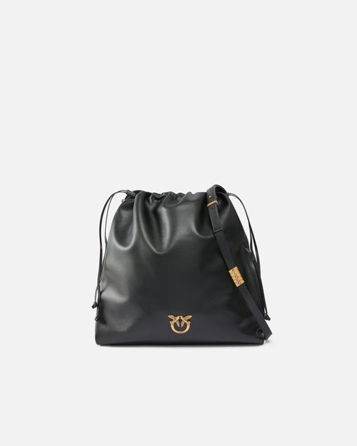 Leather Mini Slouchy Bag with Love Birds logo
