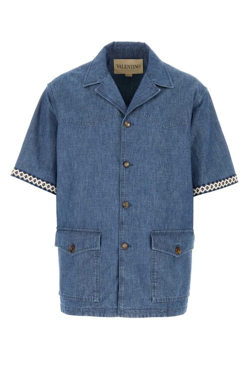Short-Sleeve Denim Shirt — Blue