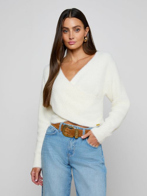 Antonella Crossover Sweater In Ivory