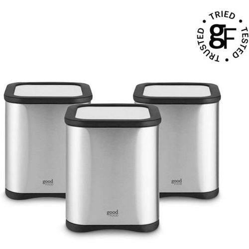 Tower Unisex Set Kitchen Storage Canisters for Tea, Coffee, Sugar & Other Loose Ingredients w/ Mirror Finish, 1.5L, Stainless Steel in Grey