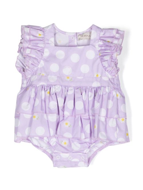 Polka dot-print cotton dress - Purple