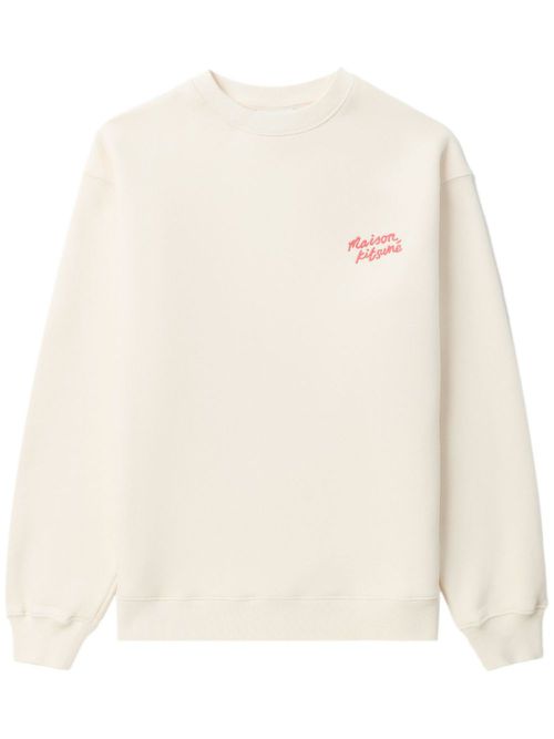 Maison Kitsuné logo-embroidered cotton sweatshirt - Beige