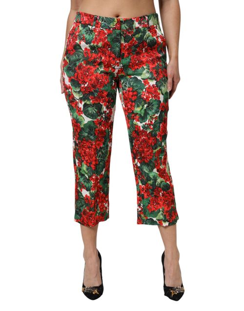 Floral Print Trousers — Red