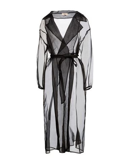 Woman Overcoat & Trench Coat Black Size 6 Silk