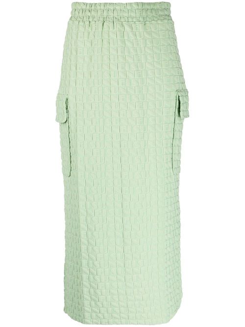 Embossed logo-print midi skirt - Green