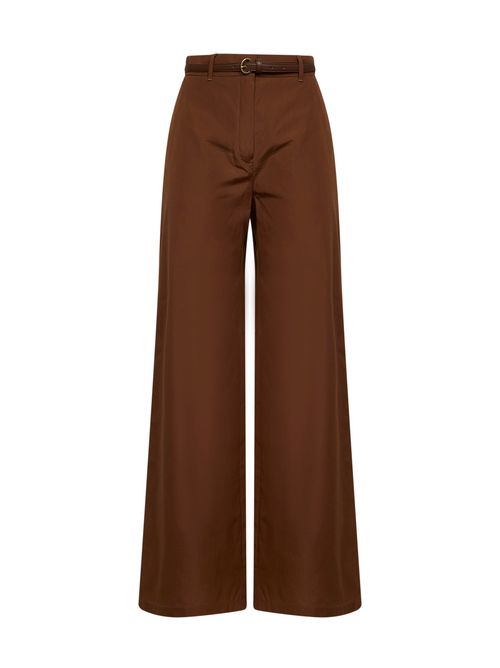 Belted Wide-Leg Trousers — Brown