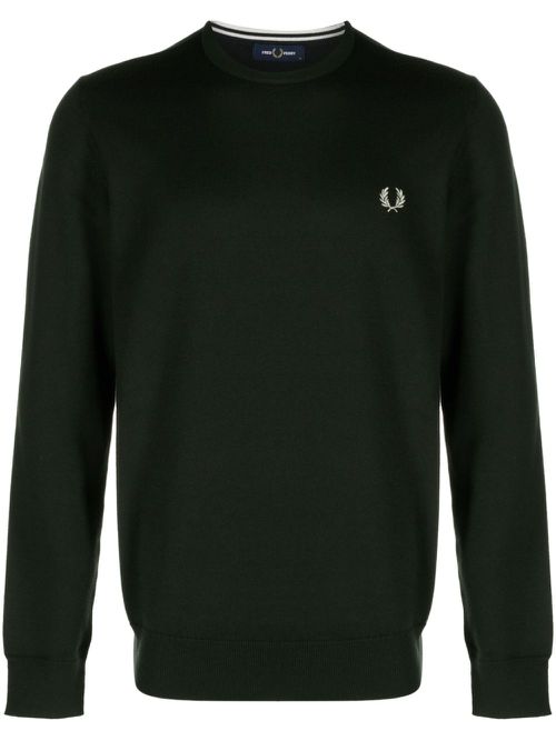 Logo-embroidered crew-neck jumper - Green