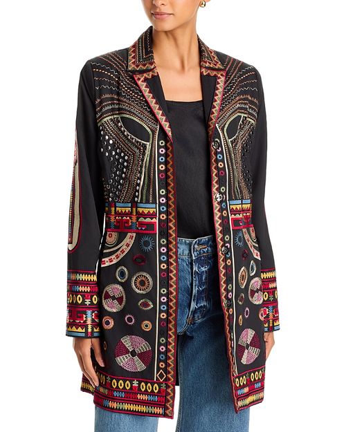 Ravenna Embroidered Long Blazer