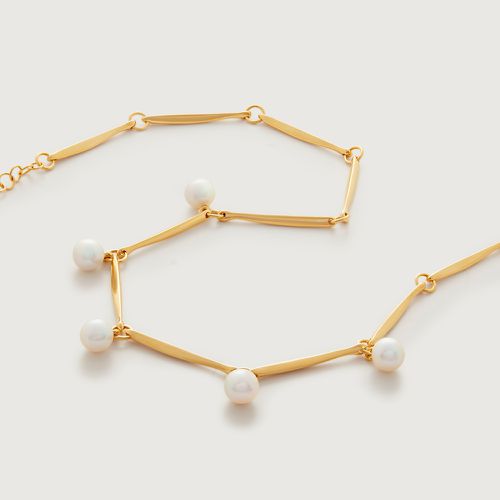 Gold Nura Round Pearl Drop Necklace Adjustable 41-46 cm/16-18' Pearl