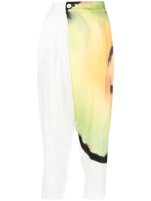 Abstract-print cropped trousers - Yellow