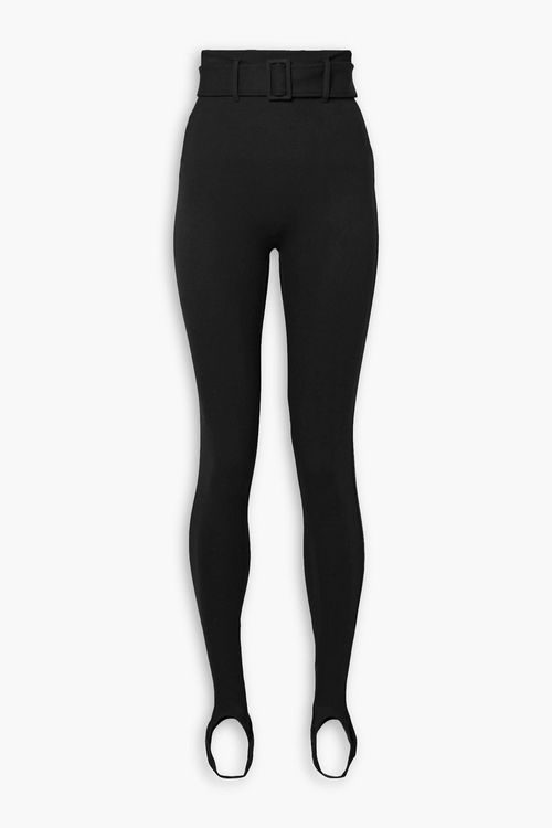 Rio belted stretch-ponte stirrup leggings