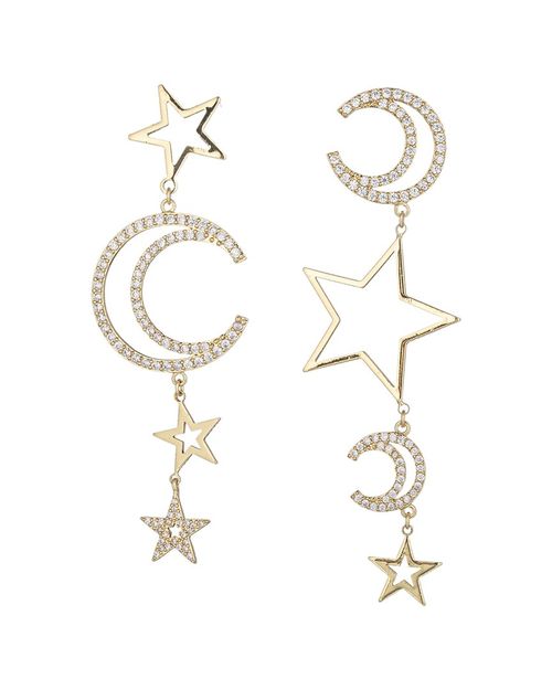 The Luxe Collection CZ Celestial Star and Moon Drop Earrings