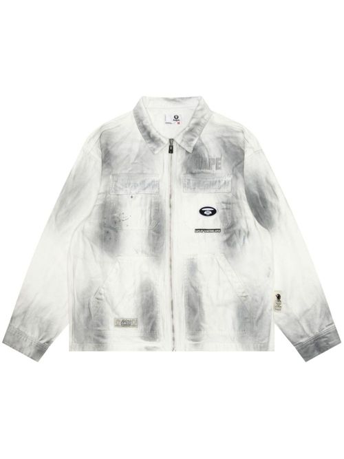 Logo-appliqué denim jacket - White