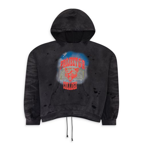 BLACK MIXED PRINTED VINTAGE HOODIE