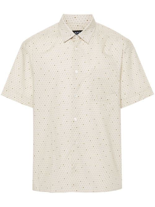 Polka dot-print cotton shirt - Neutrals