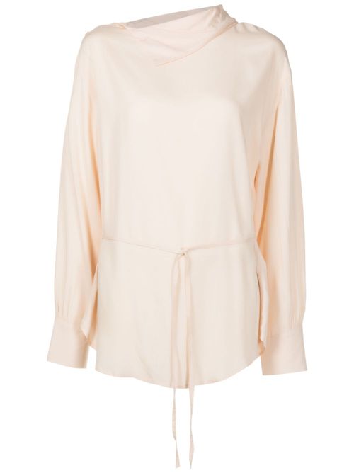 Tied-waist long-sleeve blouse - Neutrals