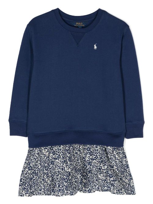 Long-sleeve sweatshirt dress - Blue