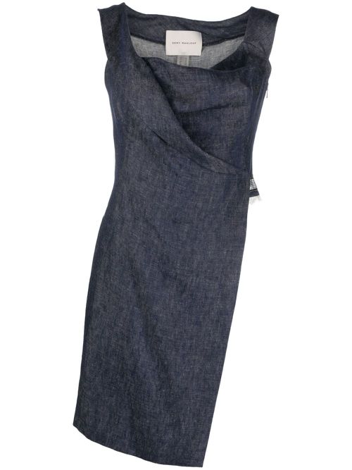 Asymmetric gathered sleeveless top - Blue