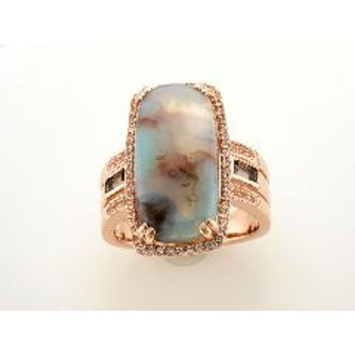 Ladies Peacock Aquaprase Rings in 14K Strawberry Gold