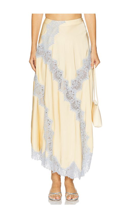 L'Academie Lay Midi Skirt in Yellow. L. Also in XXS, XS, S