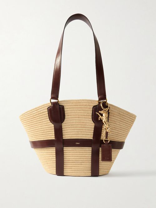 Kerala 25 Leather-trimmed Faux Raffia Tote