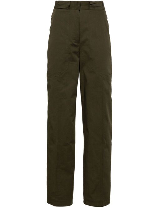 Tapered-leg twill trousers - Green