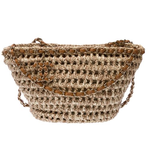 CC Crochet Tote Bag — Beige and Camel
