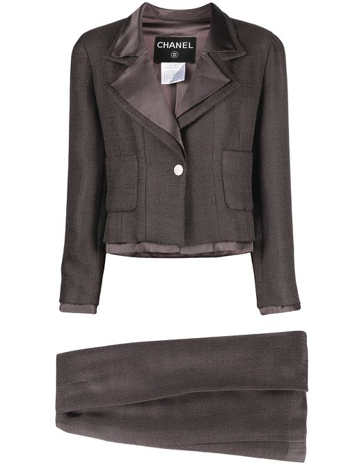 1999 single-breasted skirt suit - Brown