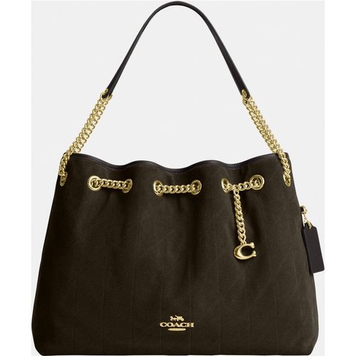 Coach Womens Evelyn Shoulder Bag With Quilting And Charm - Brown