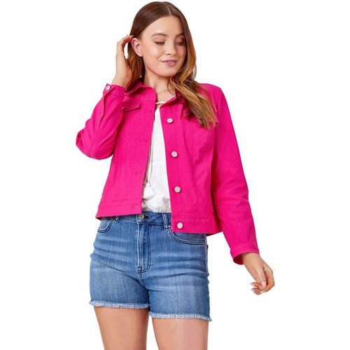 Roman Womens Summer Stretchy Jacket Denim Style - Pink