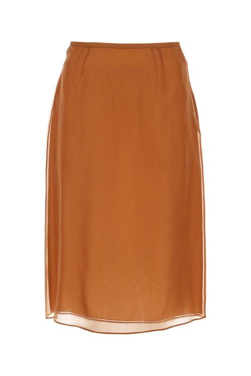Cupro and Silk Organza Skirt — Orange