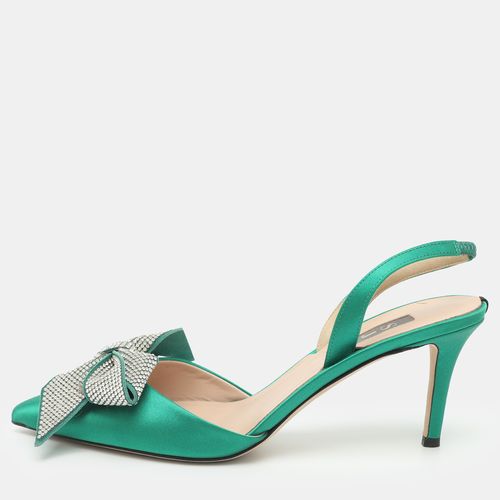SJP by Sarah Jessica Parker Emmaneul 38.5 Green Crystals and Satin Pump