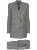 Check-pattern double-breasted suit - Black