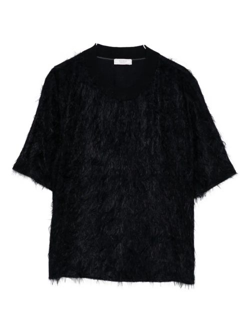 Fringed Wool T-Shirt — Black
