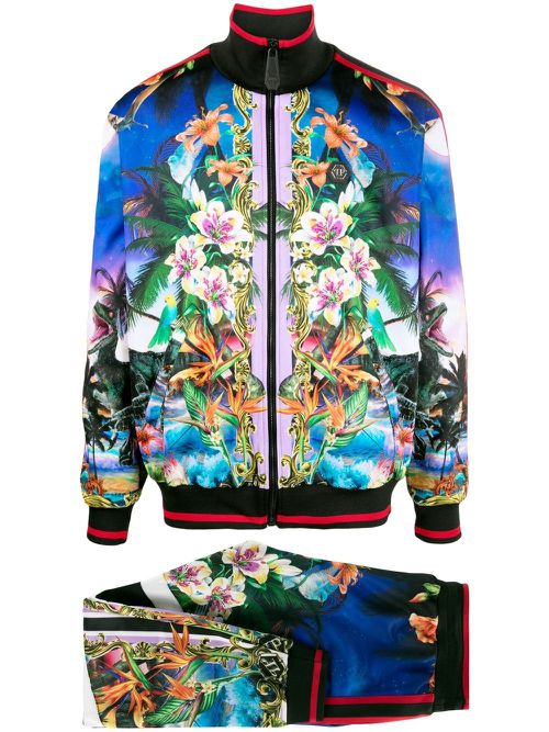 Graphic-print track pants - Blue