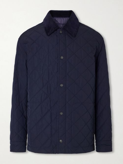 Cotton Corduroy-Trimmed Padded Quilted Shell Jacket