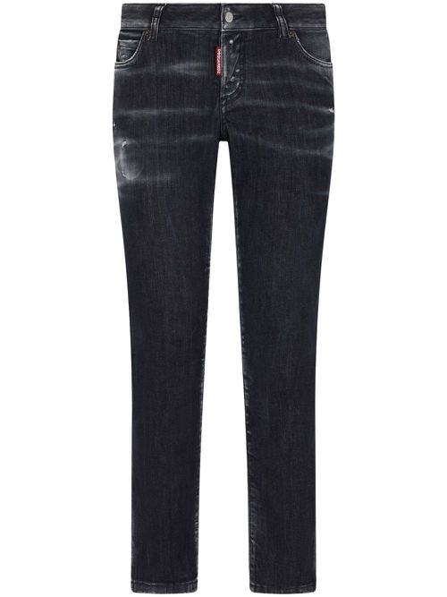 Distressed slim-cut jeans - Black